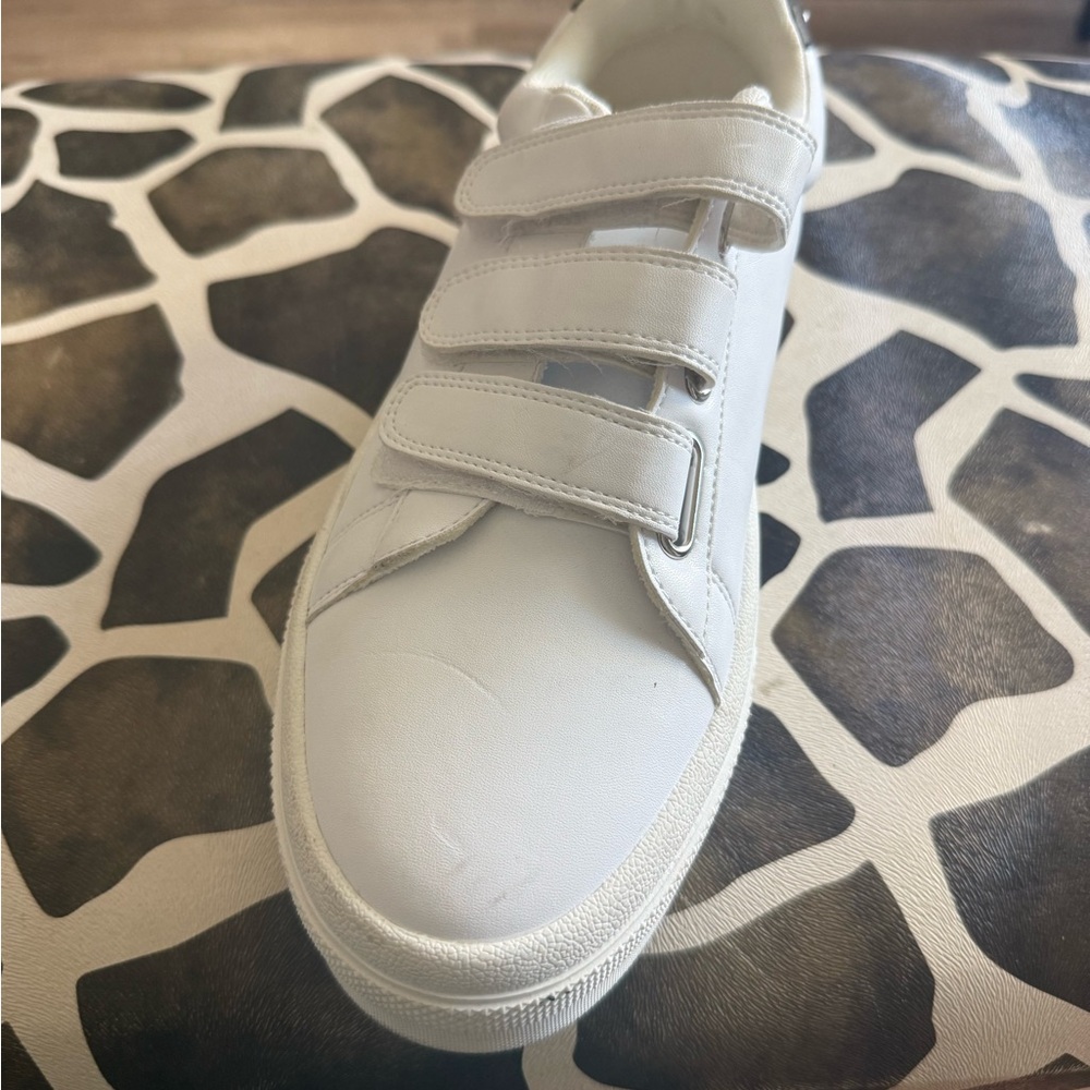 J Slides mens White Velcro Sneakers
